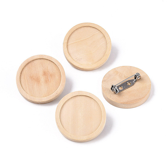 304 оправа для кабошонов из нержавеющей стали, с деревянным подносом, плоско-круглые