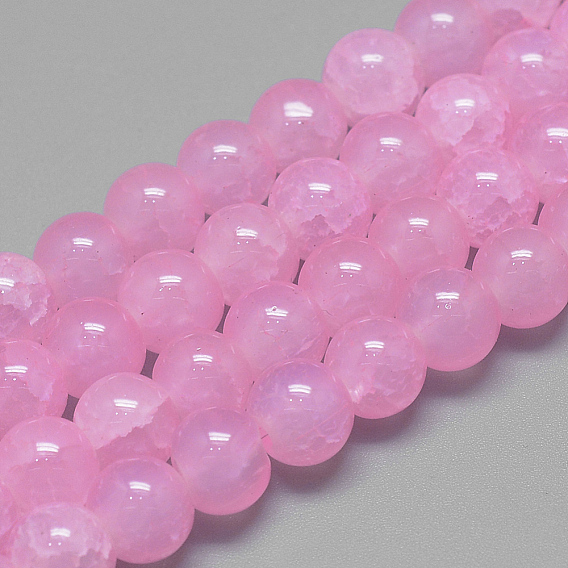 Стеклянные бусины, треск стиле, круглые, имитация нефрита