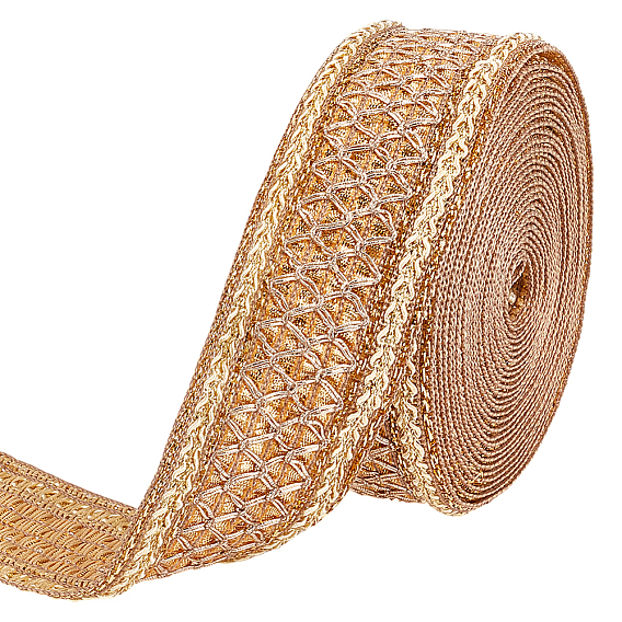 5 Yards Polyester Ribbon, Emobridered Woven Ribbon, for Garment Accessories