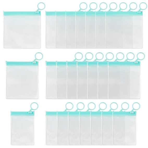 24Pcs 3 Styles Transparent EVA Resealable Bags with Rings, Square Rectangle