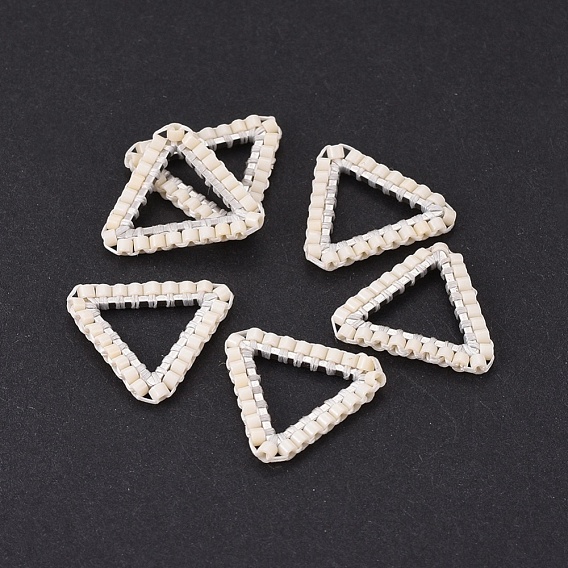 MIYUKI & TOHO Handmade Japanese Seed Beads, with 304 Stainless Steel Link Rings, Loom Pattern, Triangle