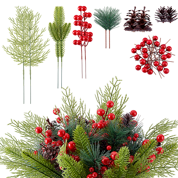 160 шт. искусственные сосновые иголки из смолы и ПВХ, Новогоднее украшение