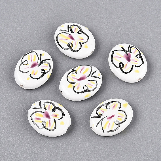 Фарфоровые бусины ручной работы, пастельный фарфор, овальные и бабочка