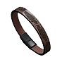 Feather Imitation Leather Flat Cord Bracelet with Stainless Steel Magnetic Clasp