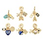 Стойка покрытие латунь прозрачный кубический цирконий европейские подвески-шармы, эмалевые подвески для путешествий с большим отверстием, реальный 18 k позолоченный, долговечный, без кадмия и без свинца