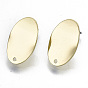 Rack Plating Iron Stud Earring Findings, Cadmium Free & Lead Free, with Steel Pins, Oval