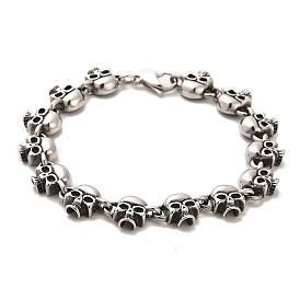 304 Stainless Steel Skull Link Chain Bracelets