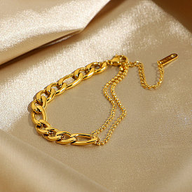 Bracelet chaîne multifonctionnel minimaliste en acier inoxydable doré pour femmes