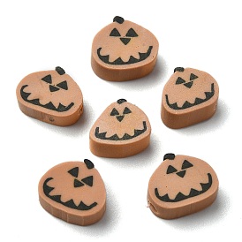 Halloween Theme Handmade Polymer Clay Beads, Pumpkin