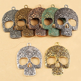 DIY jewelry material sweater chain pendant 66*49MM carved rose skull alloy ghost head