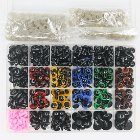 Craft Plastic Doll Eyes & Nose Set, with Plastic Washers, Mixed Shapes, Doll Making Supplies