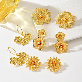 Iron Stud Earrings for Women, Flower