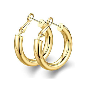 Retro Circle Earrings for Women - Minimalist Metal Hoops with Solid Design