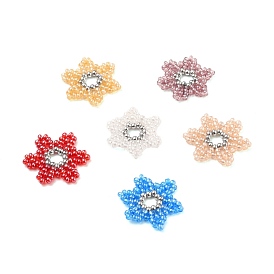 Perles de rocaille en verre faites à la main perles tissées, avec des perles en plastique imitation perles, fleur