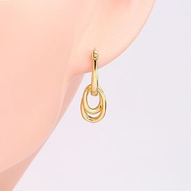 925 Sterling Silver Chain Earrings with Gold Plating - Fashionable European and American Style Ear Studs