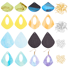 Olycraft Fan Shape Charm Dangle Earring Making Kit for Girl Women, Including Acrylic Pendants, Brass Earring Hooks & Jump Rings
