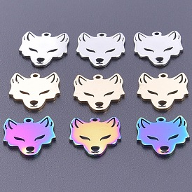 201 Stainless Steel Charms, Wolf Head