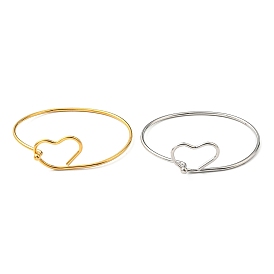 201 Stainless Steel Wire Wrap Heart Bangle