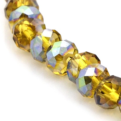 Half Rainbow Plated Faceted Rondelle Electroplate Glass Beads Strands