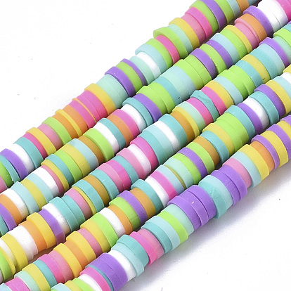 Handmade Polymer Clay Bead Strands, Heishi Beads, for DIY Jewelry Crafts Supplies, Disc/Flat Round