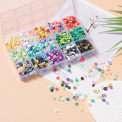 QUEFE 12000pcs Clay Beads , 80 Colors Flat Clay Heishi Beads Polymer Fruit  Flower Clay Beads with Letter Beads and Smiley Beads for Jewelry Bracelet