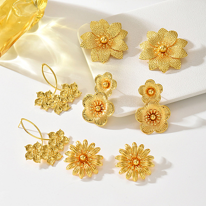 Iron Stud Earrings for Women, Flower