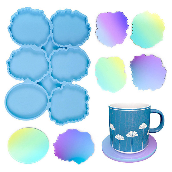 DIY Irregular Cup Mat Silicone Molds, Resin Casting Coaster Molds, for UV Resin & Epoxy Resin Craft Making