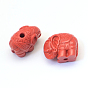 Elephant Cinnabar Beads, 12x14~15x8.5mm, Hole: 2mm