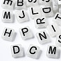 Luminous Acrylic Multi-Strand Links, for Tile Elastic Bracelets Making, Rectangle with Mixed Letter