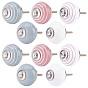 10Pcs 5 Colors Printing Porcelain Drawer Knobs, with Iron Finding and Iron Screw, for Home, Cabinet, Cupboard and Dresser, Rondelle