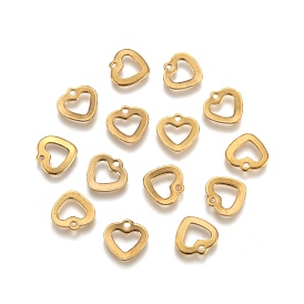 304 Stainless Steel Open Heart Charms, Hollow, 11x11x1mm, Hole: 1mm