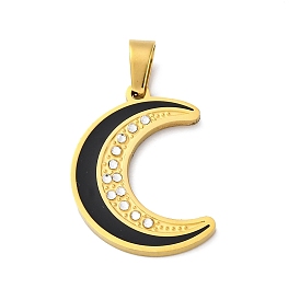 304 нержавеющей стальной эмали подвески, со стразами, лунное очарование, вакуумное покрытие pvd, реальный 18 k позолоченный