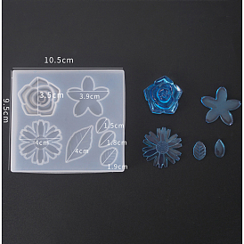 Silicone Vein Molds, Resin Casting Molds, For UV Resin, Epoxy Resin Jewelry Making, Flower with Leaf