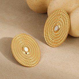 Текстурированные овальные серьги-гвоздики из нержавеющей стали, с оболочкой