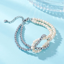 Браслеты из натурального жемчуга и синтетического немагнитного гематита для женщин