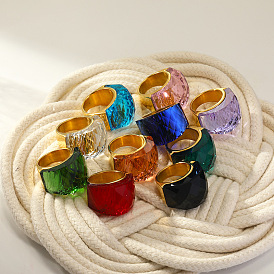 Модные 304 кольца из нержавеющей стали и стекла для женщин, реальный 18 k позолоченный