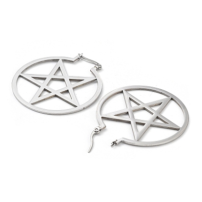 304 Stainless Steel Ring with Star Hoop Earrings for Women