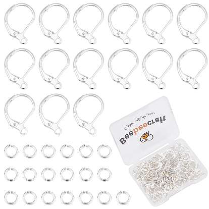 100 шт. латунные серьги с рычагом, с горизонтальной петлей, с латунными соединительными кольцами с реечным покрытием