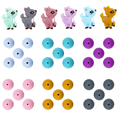 42 шт. 12 стиль, экологически чистые силиконовые фокальные бусины пищевого качества, олень и круглый