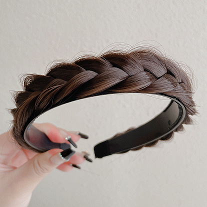 Fashion Style Plastic Wig Braided Hair Bands, with Teeth Non-slip Hair Band Accessories for Women