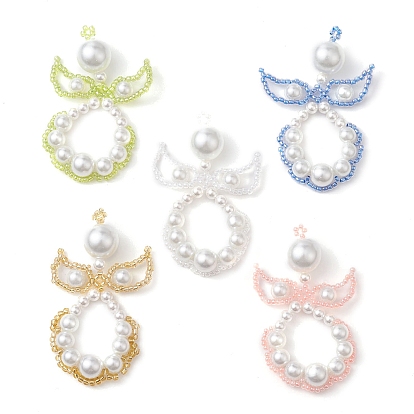 Стеклянные бусы большие подвески, с жемчугом, ангел