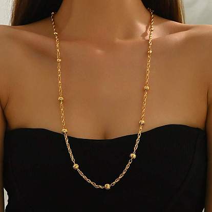 Длинные ожерелья из латунных круглых бусин для женщин