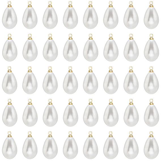 50подвески из искусственного жемчуга из абс-пластика, с латунной фурнитурой , капля