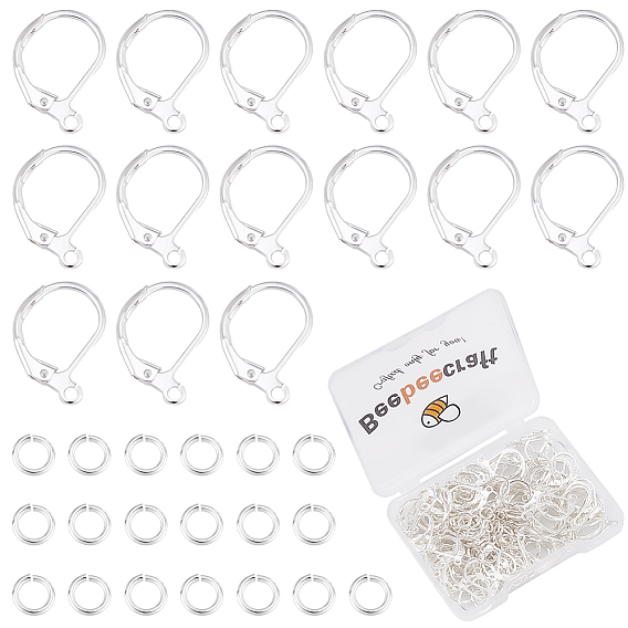 100 шт. латунные серьги с рычагом, с горизонтальной петлей, с латунными соединительными кольцами с реечным покрытием