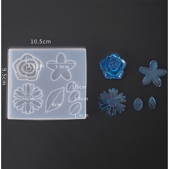 Silicone Vein Molds, Resin Casting Molds, For UV Resin, Epoxy Resin Jewelry Making, Flower with Leaf