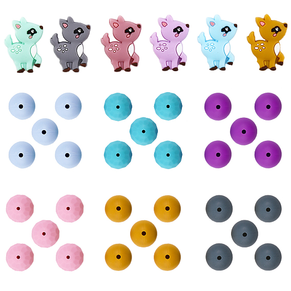 42 шт. 12 стиль, экологически чистые силиконовые фокальные бусины пищевого качества, олень и круглый