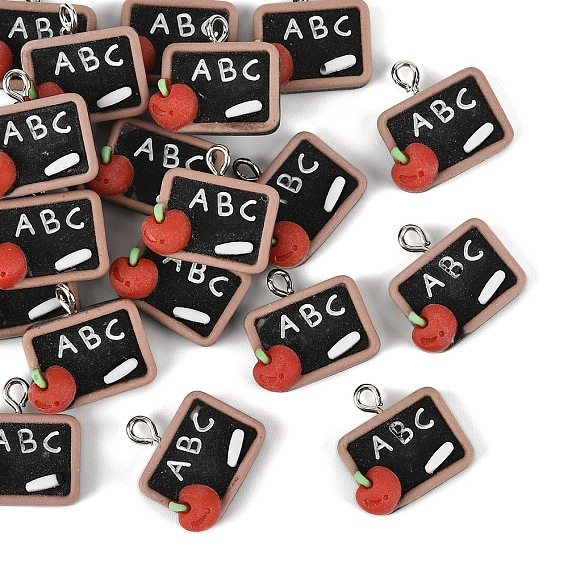 20 шт. подвески из непрозрачной смолы на тему изучения, подвески для учебных принадлежностей с цветным покрытием из нержавеющей стали 304 петли из нержавеющей стали