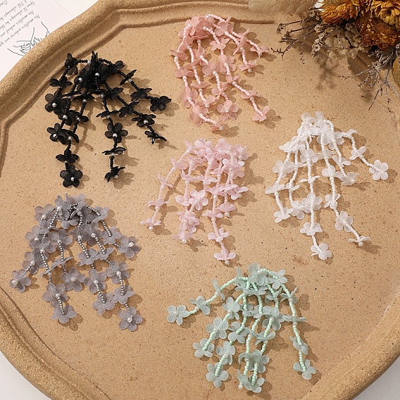 Подвески из ткани и акрила, бахрома листьев