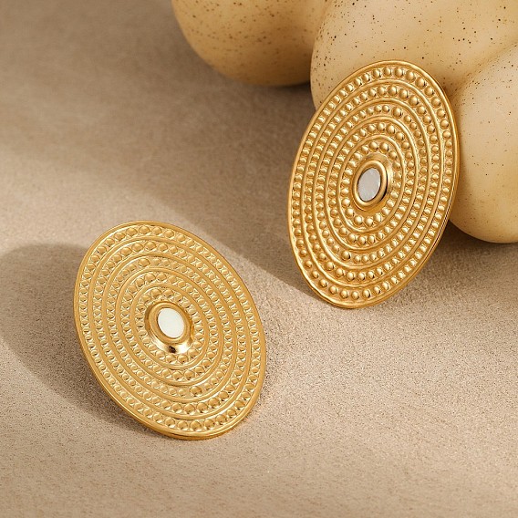 Текстурированные овальные серьги-гвоздики из нержавеющей стали, с оболочкой