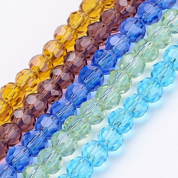 Transparent Glass Beads Strands, Faceted(32 Facets), Abacus